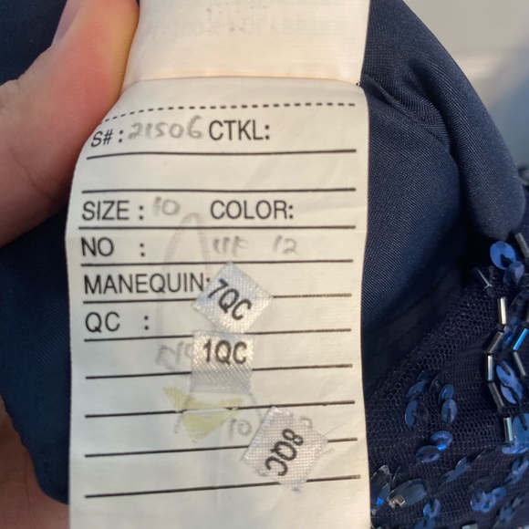 Mori Lee navy blue beaded bridesmaid dress - Picture 4 of 9